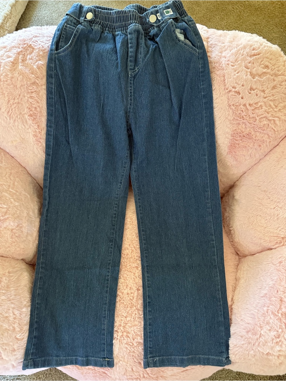Women's Dark Blue Elastic-Waist Jeans